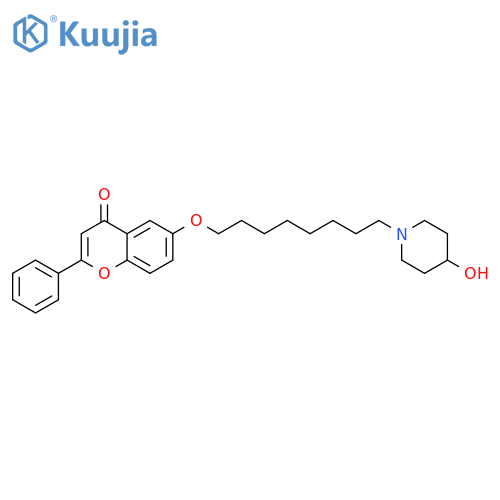 4H-1-Benzopyran-4-one,6-[[8-(4-hydroxy-1-piperidinyl)octyl]oxy]-2-phenyl- structure
