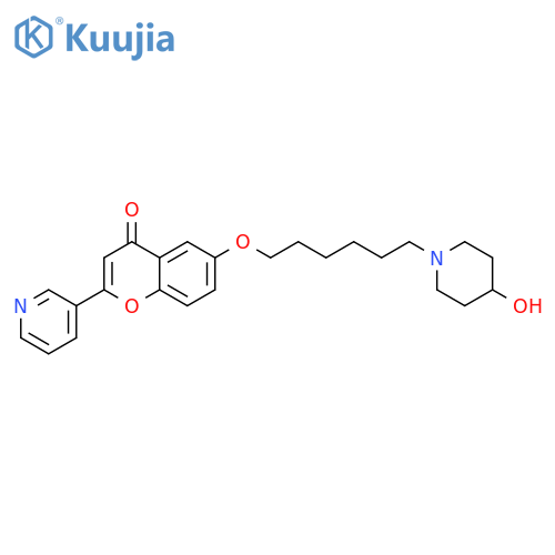 4H-1-Benzopyran-4-one,6-[[6-(4-hydroxy-1-piperidinyl)hexyl]oxy]-2-(3-pyridinyl)- structure