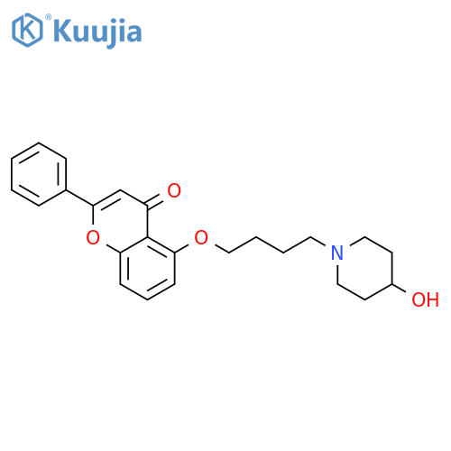 4H-1-Benzopyran-4-one, 5-[4-(4-hydroxy-1-piperidinyl)butoxy]-2-phenyl- structure