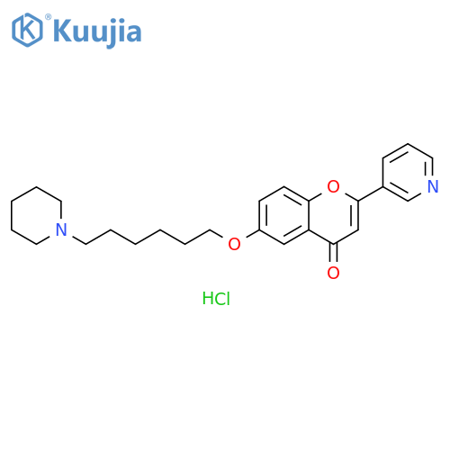 4H-1-Benzopyran-4-one, 6-[[6-(1-piperidinyl)hexyl]oxy]-2-(3-pyridinyl)-, hydrochloride (1:) structure