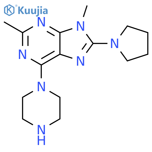 9H-Purine, 2,9-dimethyl-6-(1-piperazinyl)-8-(1-pyrrolidinyl)- structure