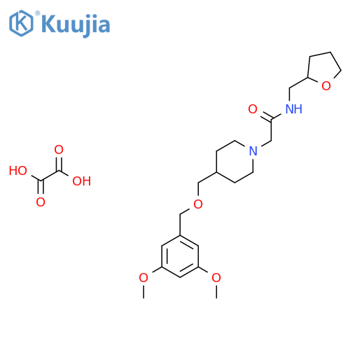 2-(4-{(3,5-dimethoxyphenyl)methoxymethyl}piperidin-1-yl)-N-(oxolan-2-yl)methylacetamide; oxalic acid structure