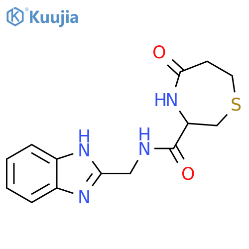 N-[(1H-1,3-benzodiazol-2-yl)methyl]-5-oxo-1,4-thiazepane-3-carboxamide structure
