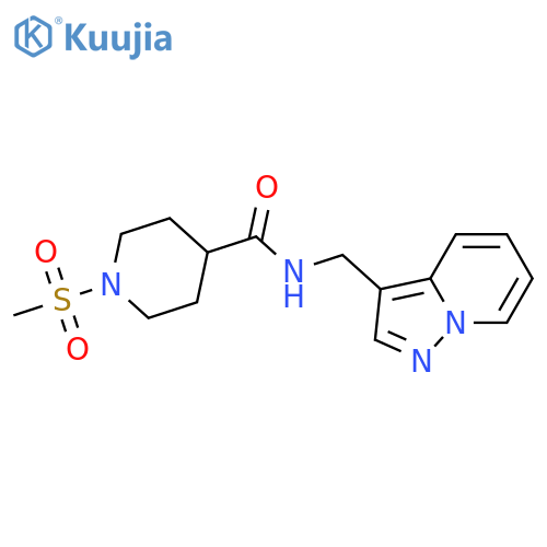 1-methanesulfonyl-N-({pyrazolo[1,5-a]pyridin-3-yl}methyl)piperidine-4-carboxamide structure
