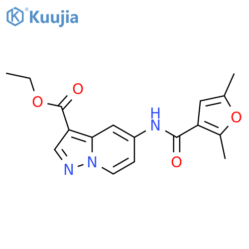 ethyl 5-(2,5-dimethylfuran-3-amido)pyrazolo[1,5-a]pyridine-3-carboxylate structure