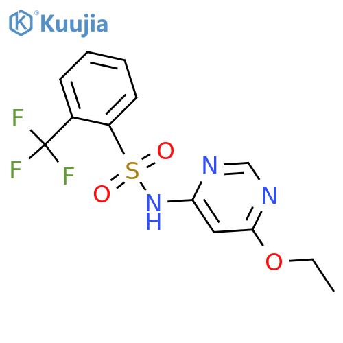 N-(6-ethoxypyrimidin-4-yl)-2-(trifluoromethyl)benzene-1-sulfonamide structure