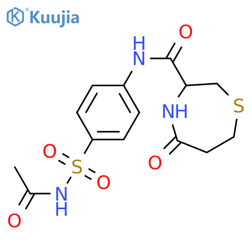 N-[4-(acetamidosulfonyl)phenyl]-5-oxo-1,4-thiazepane-3-carboxamide structure