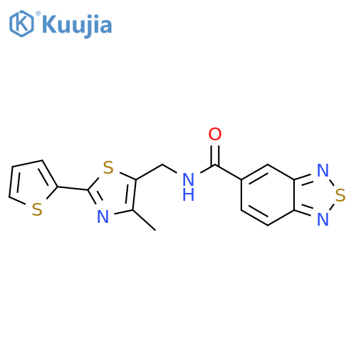 N-{4-methyl-2-(thiophen-2-yl)-1,3-thiazol-5-ylmethyl}-2,1,3-benzothiadiazole-5-carboxamide structure