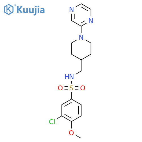 3-chloro-4-methoxy-N-{1-(pyrazin-2-yl)piperidin-4-ylmethyl}benzene-1-sulfonamide structure