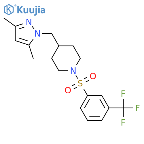 4-(3,5-dimethyl-1H-pyrazol-1-yl)methyl-1-3-(trifluoromethyl)benzenesulfonylpiperidine structure
