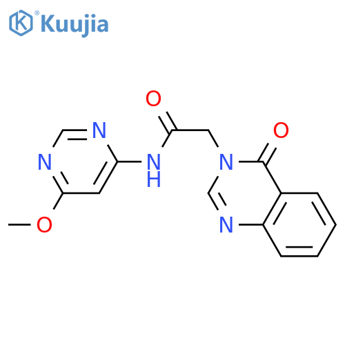 N-(6-methoxypyrimidin-4-yl)-2-(4-oxo-3,4-dihydroquinazolin-3-yl)acetamide structure