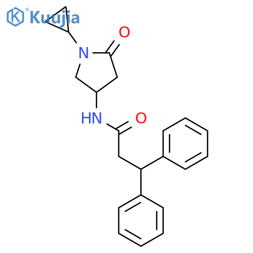 N-(1-cyclopropyl-5-oxopyrrolidin-3-yl)-3,3-diphenylpropanamide structure