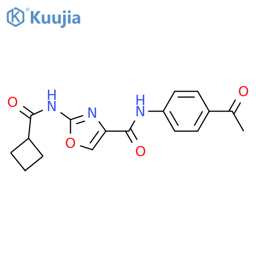 N-(4-acetylphenyl)-2-cyclobutaneamido-1,3-oxazole-4-carboxamide structure