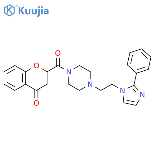 2-{4-[2-(2-phenyl-1H-imidazol-1-yl)ethyl]piperazine-1-carbonyl}-4H-chromen-4-one structure