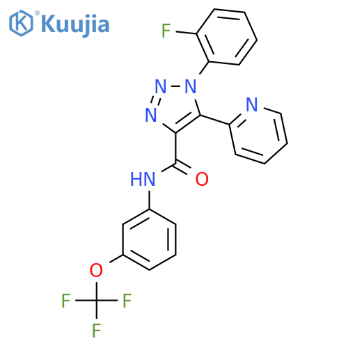 1-(2-fluorophenyl)-5-(pyridin-2-yl)-N-3-(trifluoromethoxy)phenyl-1H-1,2,3-triazole-4-carboxamide structure