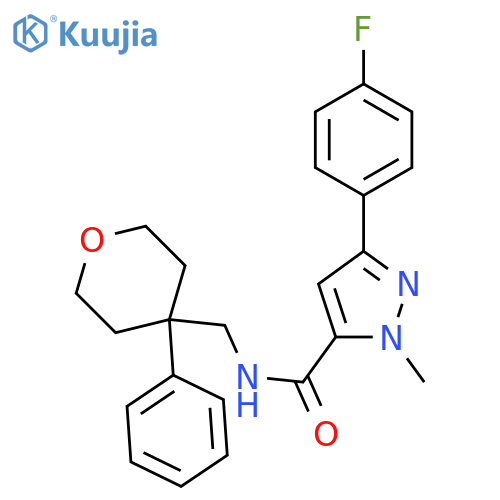 3-(4-fluorophenyl)-1-methyl-N-[(4-phenyloxan-4-yl)methyl]-1H-pyrazole-5-carboxamide structure