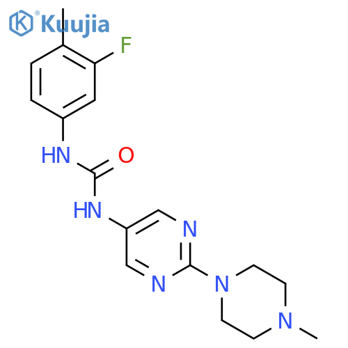 1-(3-fluoro-4-methylphenyl)-3-2-(4-methylpiperazin-1-yl)pyrimidin-5-ylurea structure