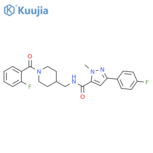 N-{[1-(2-fluorobenzoyl)piperidin-4-yl]methyl}-3-(4-fluorophenyl)-1-methyl-1H-pyrazole-5-carboxamide structure