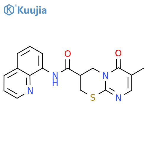 7-methyl-6-oxo-N-(quinolin-8-yl)-2H,3H,4H,6H-pyrimido2,1-b1,3thiazine-3-carboxamide structure