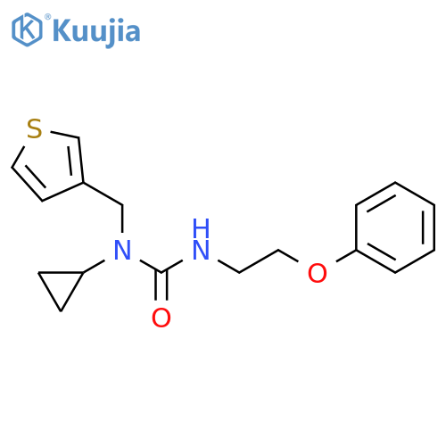 3-cyclopropyl-1-(2-phenoxyethyl)-3-[(thiophen-3-yl)methyl]urea structure