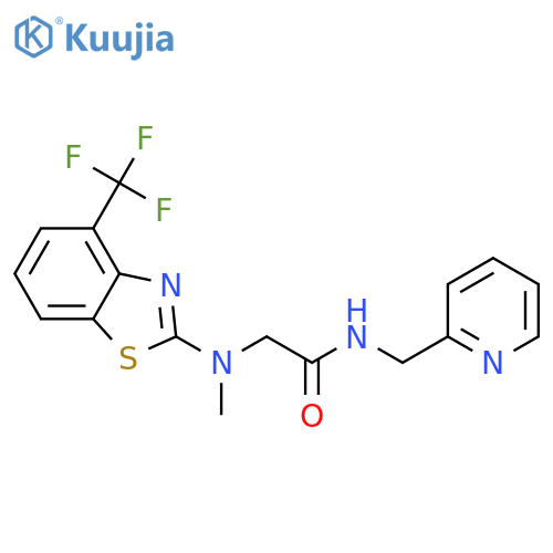 2-{methyl[4-(trifluoromethyl)-1,3-benzothiazol-2-yl]amino}-N-[(pyridin-2-yl)methyl]acetamide structure