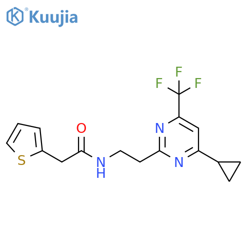 N-{2-[4-cyclopropyl-6-(trifluoromethyl)pyrimidin-2-yl]ethyl}-2-(thiophen-2-yl)acetamide structure