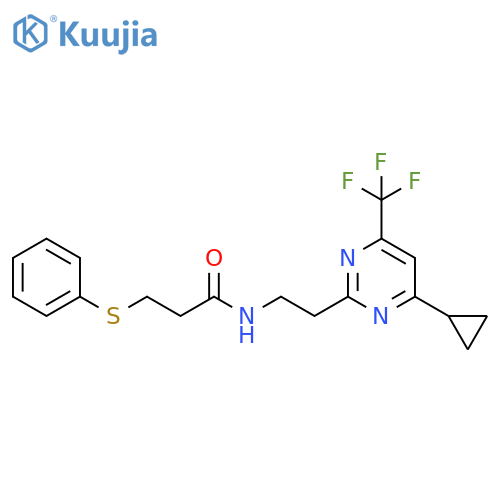 N-{2-[4-cyclopropyl-6-(trifluoromethyl)pyrimidin-2-yl]ethyl}-3-(phenylsulfanyl)propanamide structure