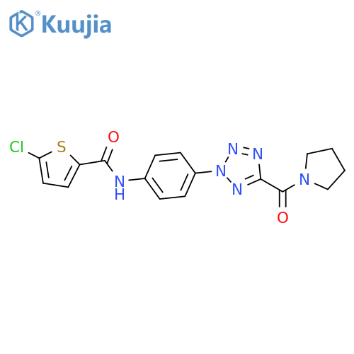5-chloro-N-{4-5-(pyrrolidine-1-carbonyl)-2H-1,2,3,4-tetrazol-2-ylphenyl}thiophene-2-carboxamide structure