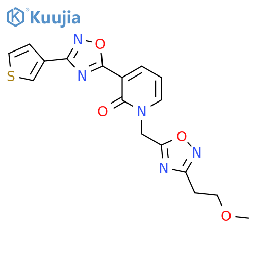 1-{3-(2-methoxyethyl)-1,2,4-oxadiazol-5-ylmethyl}-3-3-(thiophen-3-yl)-1,2,4-oxadiazol-5-yl-1,2-dihydropyridin-2-one structure