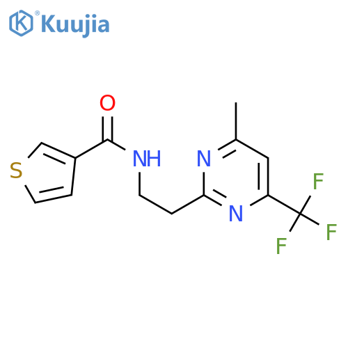 N-{2-[4-methyl-6-(trifluoromethyl)pyrimidin-2-yl]ethyl}thiophene-3-carboxamide structure