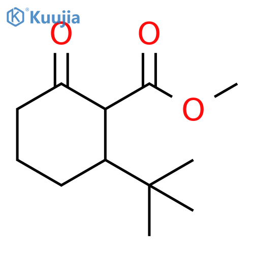 Cyclohexanecarboxylic acid, 2-(1,1-dimethylethyl)-6-oxo-, methyl ester structure