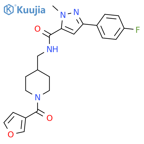 3-(4-fluorophenyl)-N-{1-(furan-3-carbonyl)piperidin-4-ylmethyl}-1-methyl-1H-pyrazole-5-carboxamide structure