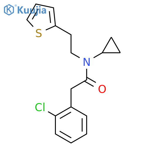 2-(2-chlorophenyl)-N-cyclopropyl-N-2-(thiophen-2-yl)ethylacetamide structure