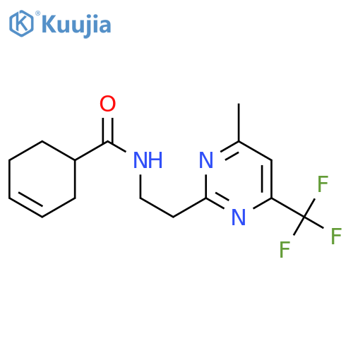N-{2-[4-methyl-6-(trifluoromethyl)pyrimidin-2-yl]ethyl}cyclohex-3-ene-1-carboxamide structure