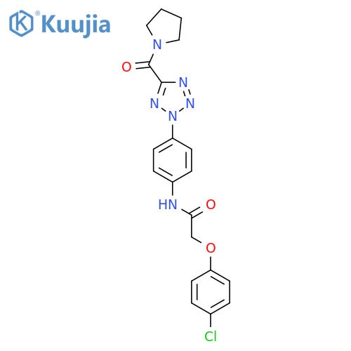 2-(4-chlorophenoxy)-N-{4-5-(pyrrolidine-1-carbonyl)-2H-1,2,3,4-tetrazol-2-ylphenyl}acetamide structure
