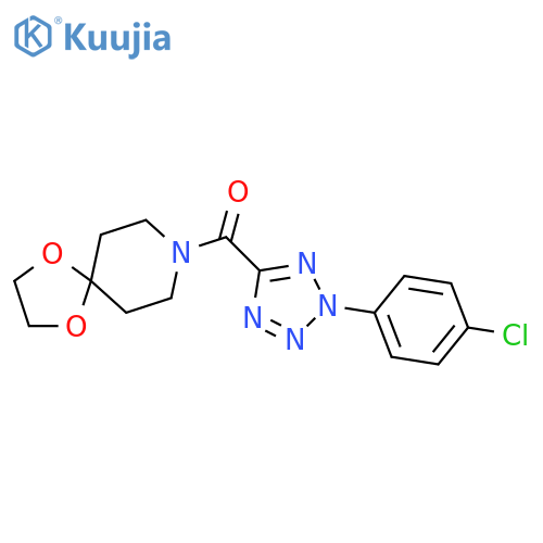 8-[2-(4-chlorophenyl)-2H-1,2,3,4-tetrazole-5-carbonyl]-1,4-dioxa-8-azaspiro[4.5]decane structure