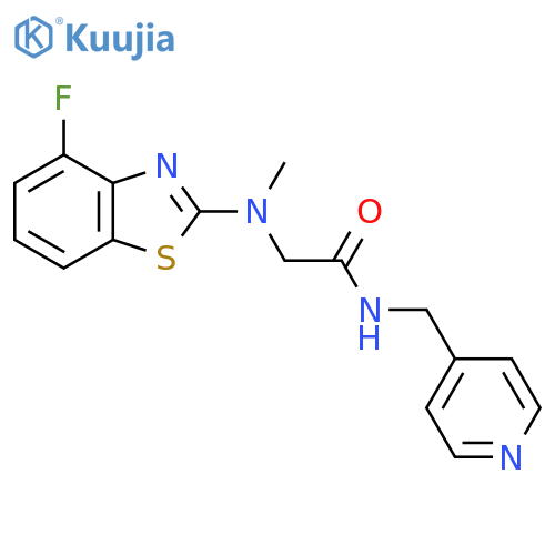 2-(4-fluoro-1,3-benzothiazol-2-yl)(methyl)amino-N-(pyridin-4-yl)methylacetamide structure