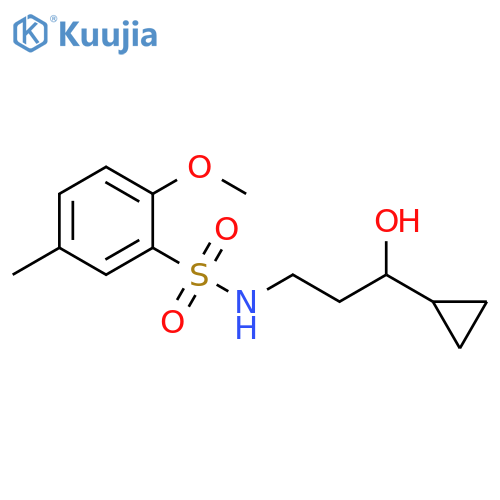 N-(3-cyclopropyl-3-hydroxypropyl)-2-methoxy-5-methylbenzene-1-sulfonamide structure