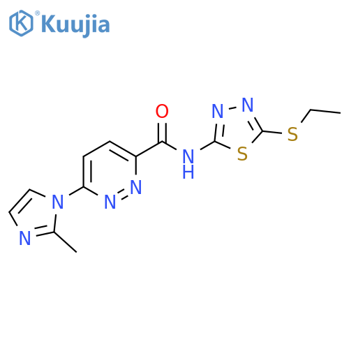 N-5-(ethylsulfanyl)-1,3,4-thiadiazol-2-yl-6-(2-methyl-1H-imidazol-1-yl)pyridazine-3-carboxamide structure