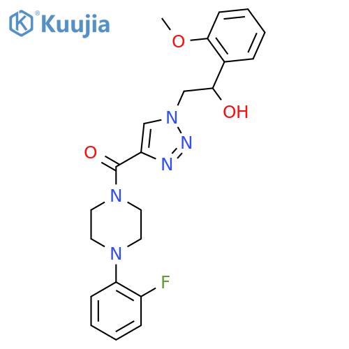 2-{4-4-(2-fluorophenyl)piperazine-1-carbonyl-1H-1,2,3-triazol-1-yl}-1-(2-methoxyphenyl)ethan-1-ol structure