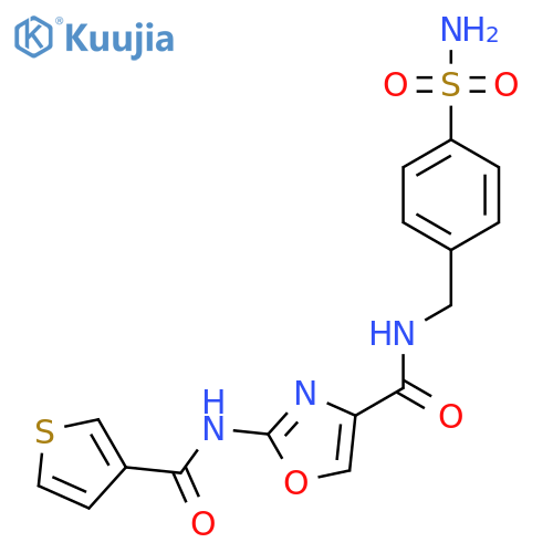 N-[(4-sulfamoylphenyl)methyl]-2-(thiophene-3-amido)-1,3-oxazole-4-carboxamide structure