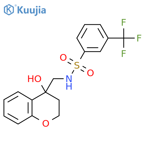 N-(4-hydroxy-3,4-dihydro-2H-1-benzopyran-4-yl)methyl-3-(trifluoromethyl)benzene-1-sulfonamide structure