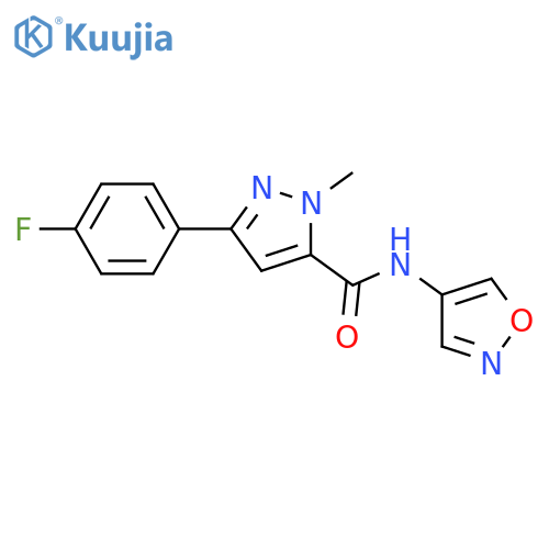 3-(4-fluorophenyl)-1-methyl-N-(1,2-oxazol-4-yl)-1H-pyrazole-5-carboxamide structure