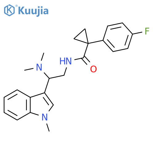 N-2-(dimethylamino)-2-(1-methyl-1H-indol-3-yl)ethyl-1-(4-fluorophenyl)cyclopropane-1-carboxamide structure
