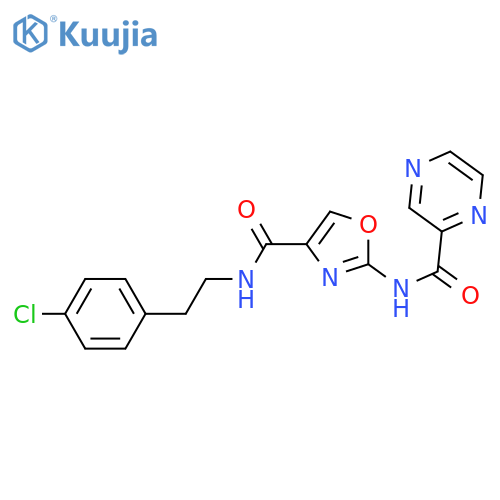 N-(4-{2-(4-chlorophenyl)ethylcarbamoyl}-1,3-oxazol-2-yl)pyrazine-2-carboxamide structure