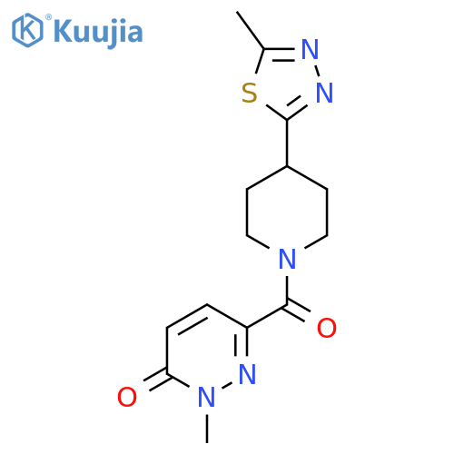 2-methyl-6-4-(5-methyl-1,3,4-thiadiazol-2-yl)piperidine-1-carbonyl-2,3-dihydropyridazin-3-one structure