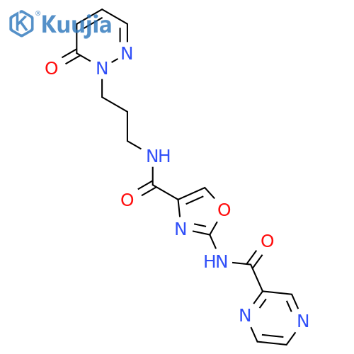 N-(4-{[3-(6-oxo-1,6-dihydropyridazin-1-yl)propyl]carbamoyl}-1,3-oxazol-2-yl)pyrazine-2-carboxamide structure