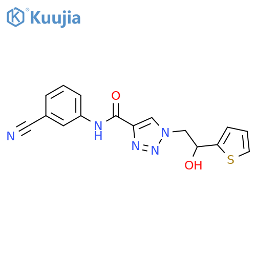 N-(3-cyanophenyl)-1-2-hydroxy-2-(thiophen-2-yl)ethyl-1H-1,2,3-triazole-4-carboxamide structure