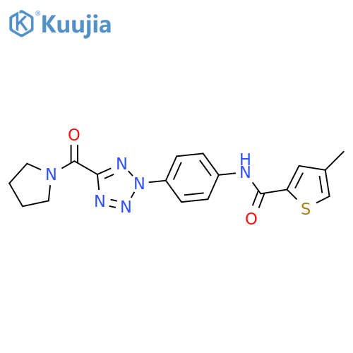 4-methyl-N-{4-[5-(pyrrolidine-1-carbonyl)-2H-1,2,3,4-tetrazol-2-yl]phenyl}thiophene-2-carboxamide structure