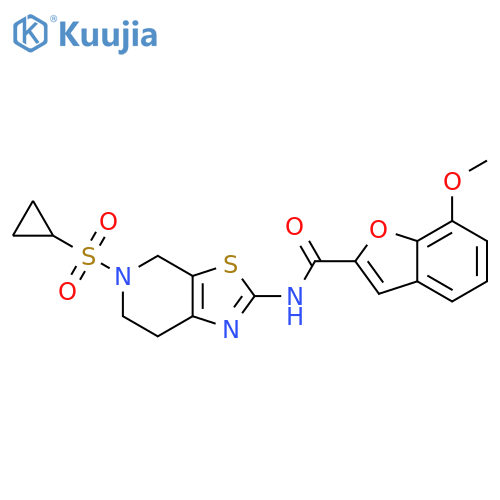N-5-(cyclopropanesulfonyl)-4H,5H,6H,7H-1,3thiazolo5,4-cpyridin-2-yl-7-methoxy-1-benzofuran-2-carboxamide structure